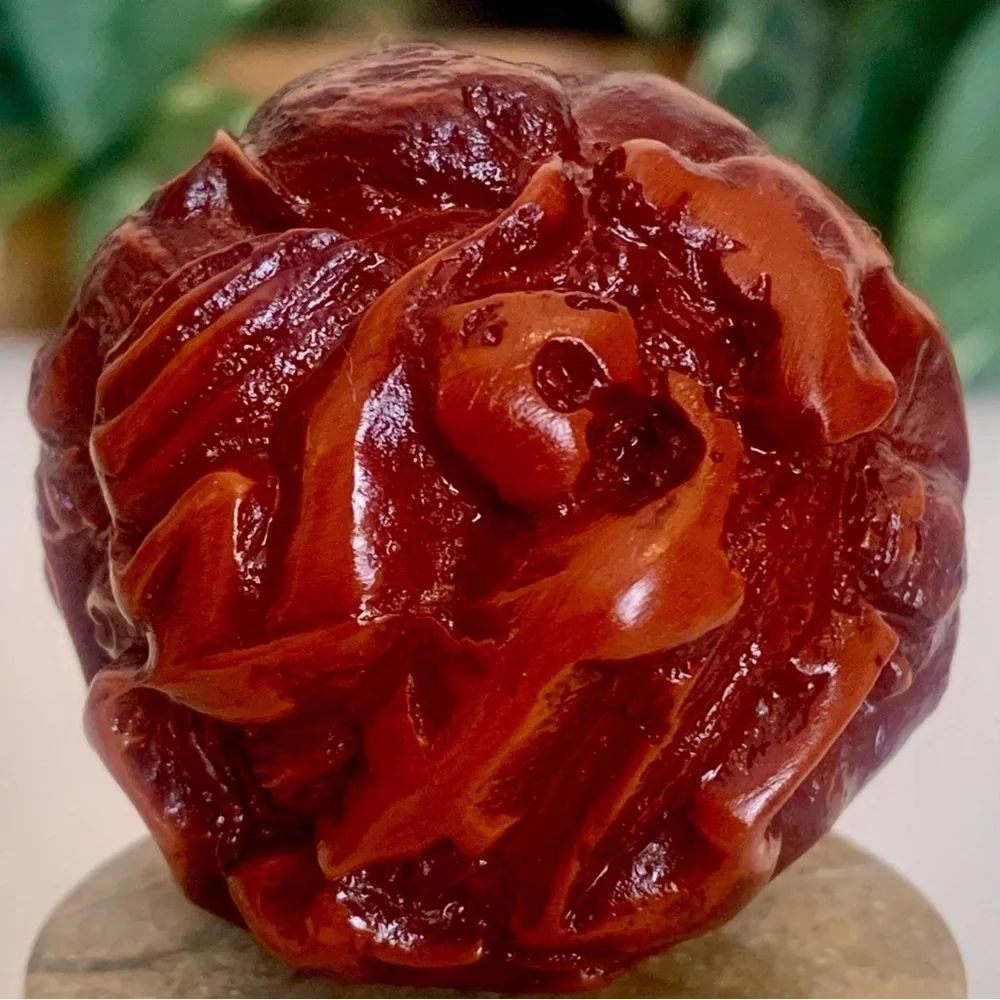 Red Faux Amber Carved Chinese Zodiac Ball 12 Animals Horse Rat Monkey Ram 1.8